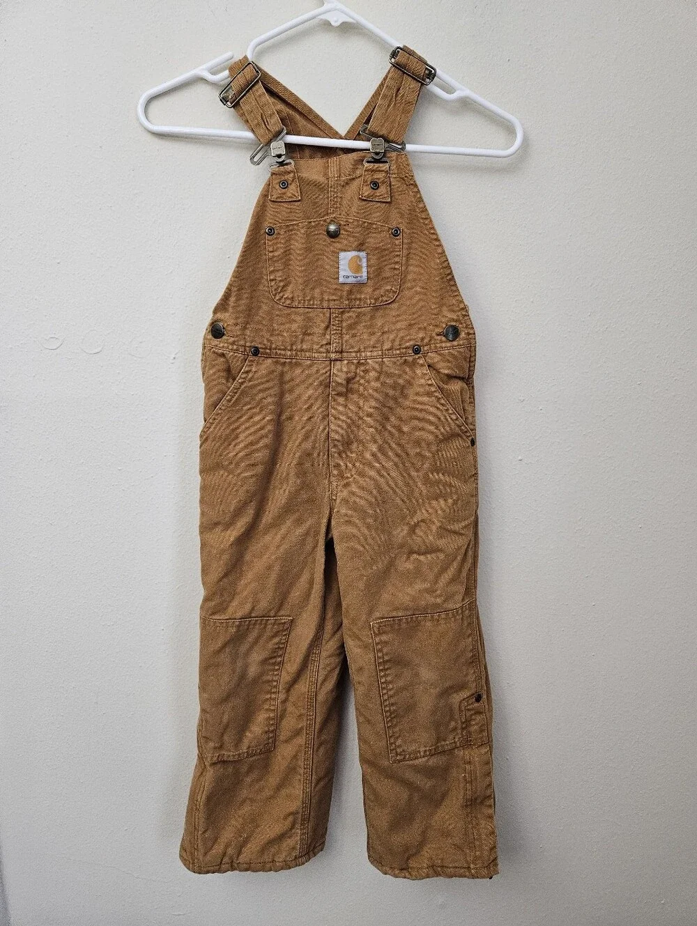 Carhartt Kids Tan Brown Overalls with Front Pocket Size 6